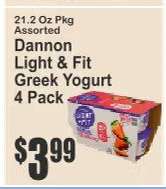 Dannon Light & Fit Greek Yogurt 4 Pack