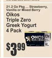 Oikos Triple Zero Greek Yogurt 4 Pack
