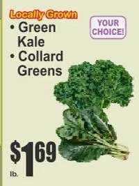 Locally Grown Green Kale or Collard Greens