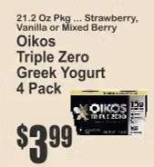 Oikos Triple Zero Greek Yogurt 4 Pack