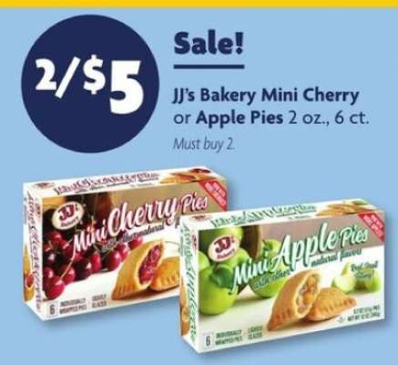 JJ's Bakery Mini Cherry or Apple Pies