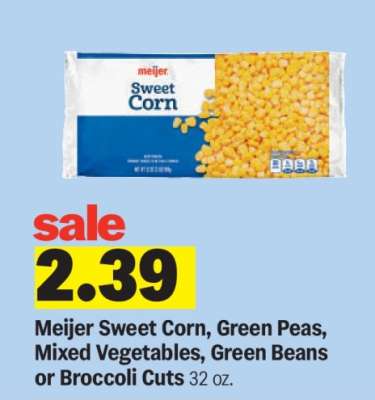 Meijer Sweet Corn, Green Peas, Mixed Vegetables, Green Beans or Broccoli Cuts