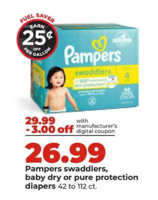 Pampers swaddlers, baby dry or pure protection diapers