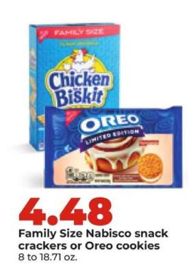 Family Size Nabisco snack crackers or Oreo cookies