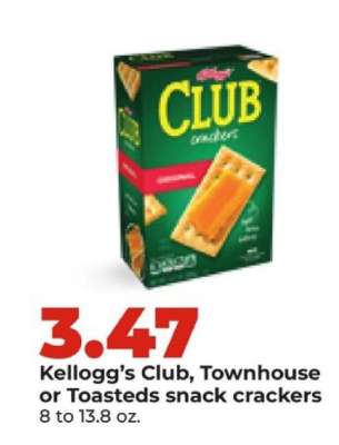 Kellogg’s Club, Townhouse or Toasteds snack crackers