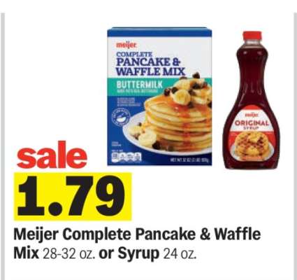 Meijer Complete Pancake & Waffle Mix or Syrup