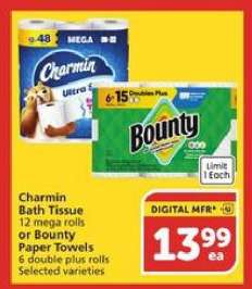 Charmin Bath Tissue or Bounty Paper Towels