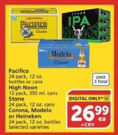 Pacifico, High Noon, Stone, Corona, Modelo, Heineken