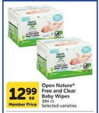Open Nature Free and Clear Baby Wipes