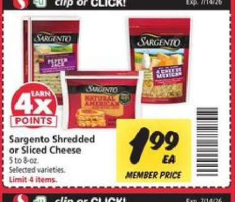 Sargento Shredded or Sliced Cheese