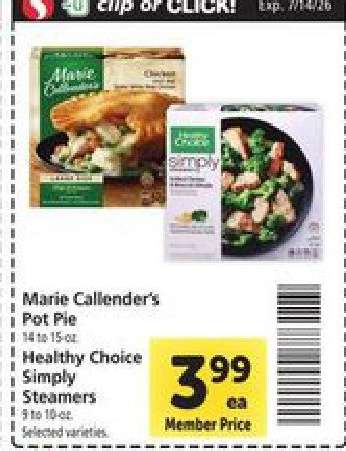 Marie Callender's Pot Pie / Healthy Choice Simply Steamers