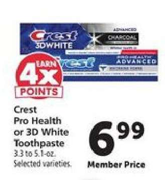 Crest Pro-Health or 3D White Toothpaste