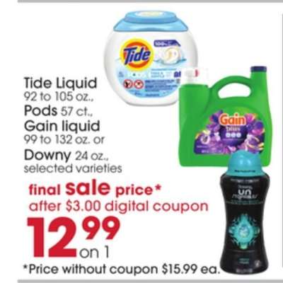 Tide Liquid, Pods, Gain liquid, or Downy