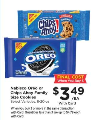 Nabisco Oreo or Chips Ahoy Family Size Cookies
