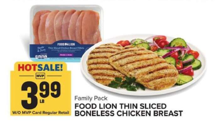 Food Lion Thin Sliced Boneless Chicken Breast