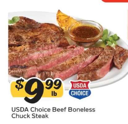 USDA Choice Beef Boneless Chuck Steak