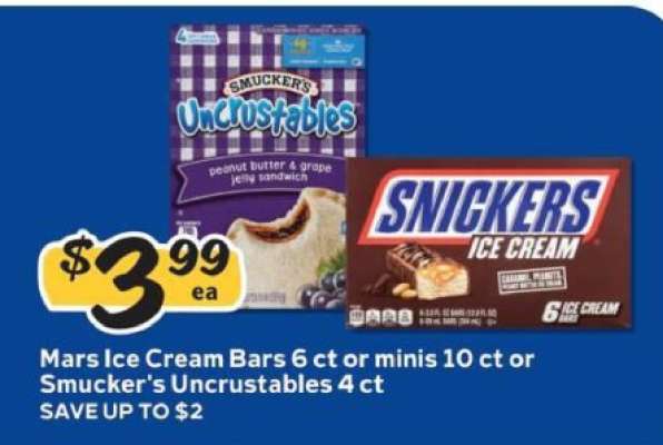 Mars Ice Cream Bars or Smucker's Uncrustables