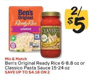 Ben's Original Ready Rice or Classico Pasta Sauce