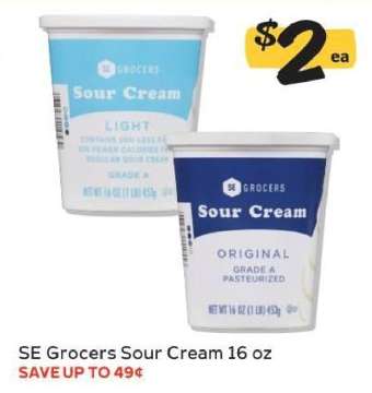 SE Grocers Sour Cream 16 oz