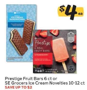 Prestige Fruit Bars or SE Grocers Ice Cream Novelties