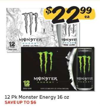 12 Pk Monster Energy 16 oz