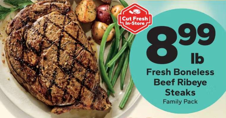 Fresh Boneless Beef Ribeye Steaks