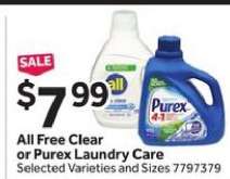 All Free Clear or Purex Laundry Care