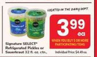 Signature SELECT Refrigerated Pickles or Sauerkraut