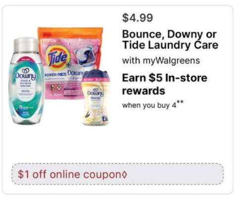 Bounce, Downy or Tide Laundry Care