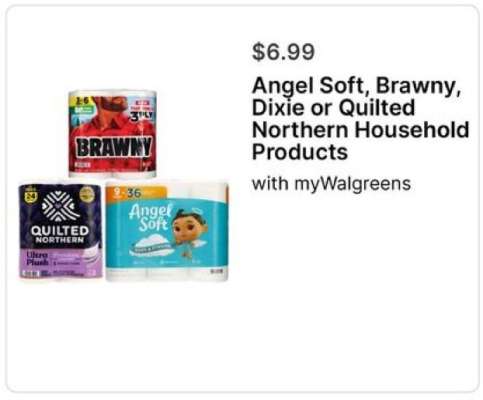 Angel Soft, Brawny, Dixie or Quilted Northern Household Products