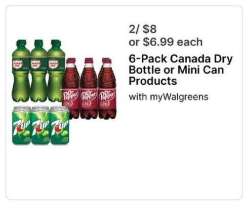 6-Pack Canada Dry Bottle or Mini Can Products