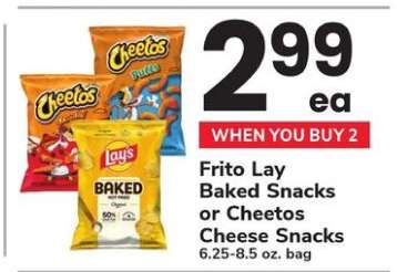 Frito Lay Baked Snacks or Cheetos Cheese Snacks