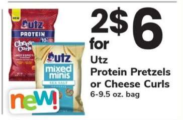Utz Protein Pretzels or Cheese Curls