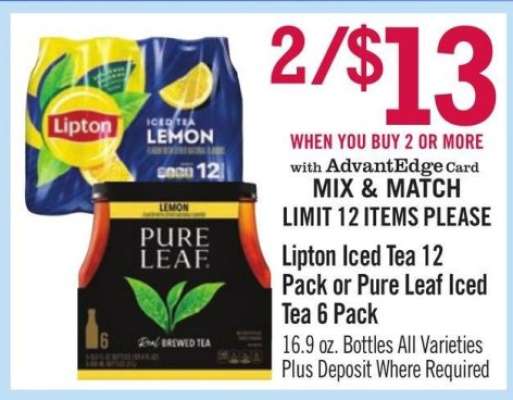 Lipton Iced Tea 12 Pack or Pure Leaf Iced Tea 6 Pack