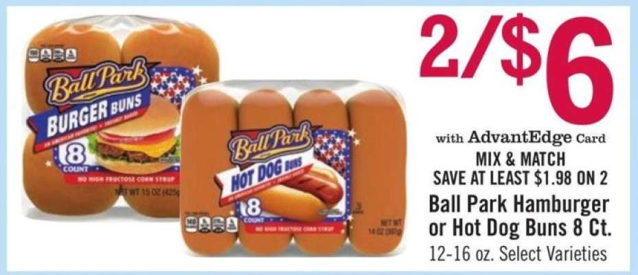 Ball Park Hamburger or Hot Dog Buns 8 Ct.