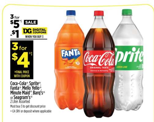 Coca-Cola, Sprite, Fanta, Mello Yello, Minute Maid, Barq's or Seagram's