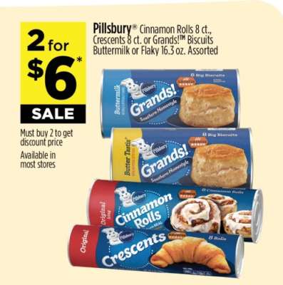 Pillsbury Cinnamon Rolls 8 ct., Crescents 8 ct. or Grands! Biscuits