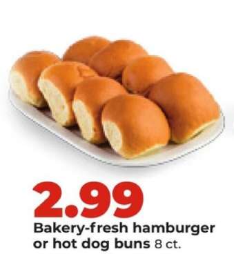 Bakery-fresh hamburger or hot dog buns
