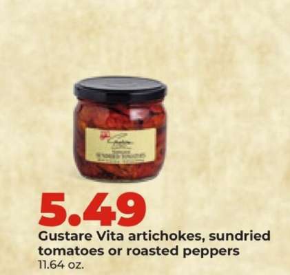 Gustare Vita artichokes, sundried tomatoes or roasted peppers