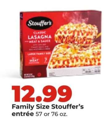 Family Size Stouffer’s entrée