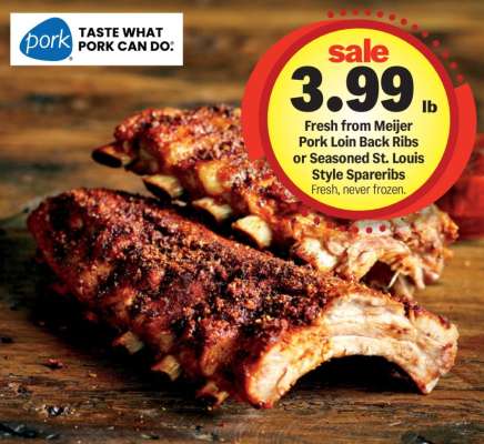 Fresh from Meijer Pork Loin Back Ribs or Seasoned St. Louis Style Spareribs