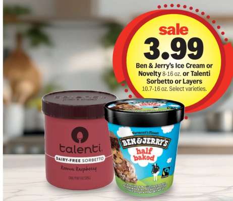Ben & Jerry's Ice Cream or Talenti Sorbetto