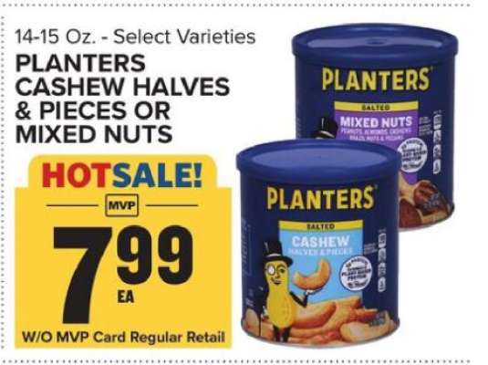Planters Cashew Halves & Pieces or Mixed Nuts