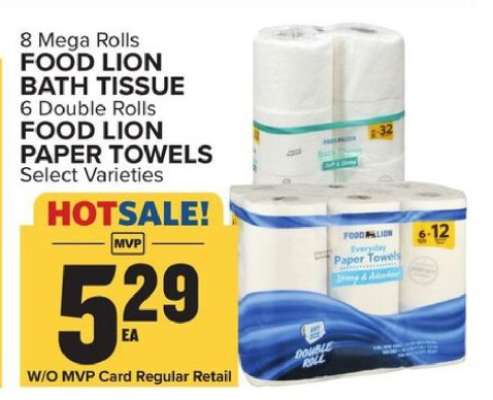 FOOD LION BATH TISSUE / FOOD LION PAPER TOWELS