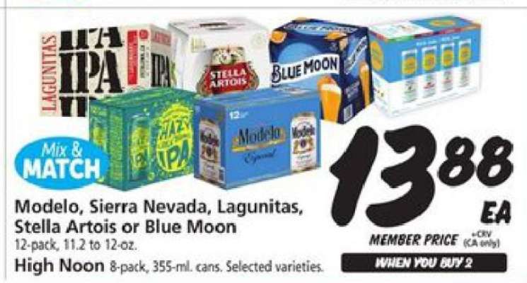 Modelo, Sierra Nevada, Lagunitas, Stella Artois or Blue Moon