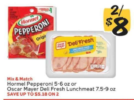 Hormel Pepperoni or Oscar Mayer Deli Fresh Lunchmeat