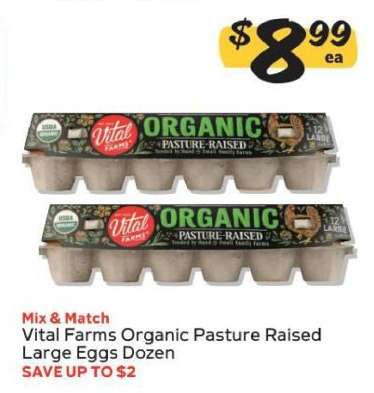 Vital Farms Organic Pasture Raised Large Eggs Dozen