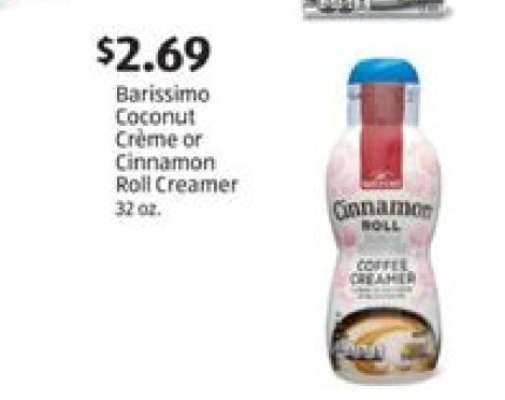 Barissimo Coconut Crème or Cinnamon Roll Creamer