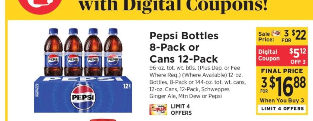 Pepsi Bottles 8-Pack or Cans 12-Pack