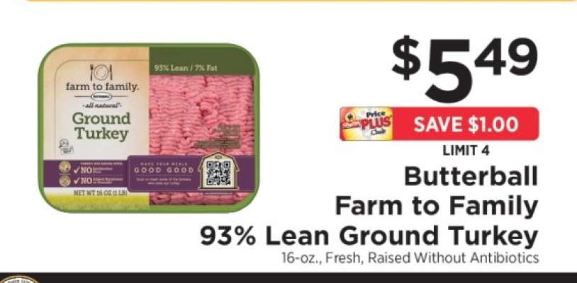 Butterball Farm to Family 93% Lean Ground Turkey